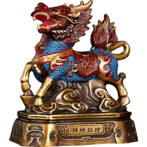 Copper Unicorn Ornaments Pure Lucky Gift Children Living Room Home Bedroom Decorations Gathering Wealth Decor Art Mascot