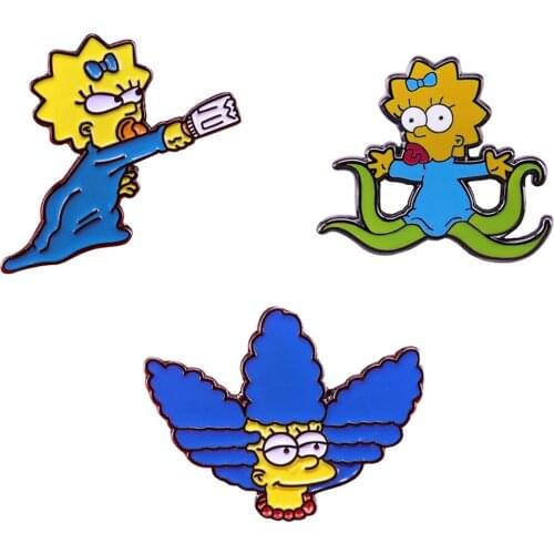 Cute Maggie Brooch America Cartoon Family Girl Accessory