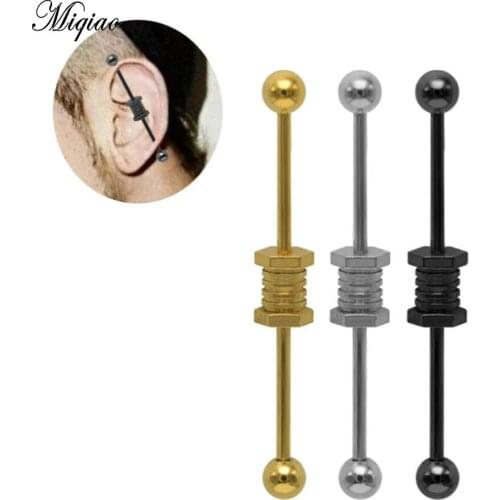 Miqiao 2pc Stainless Steel New Punk Ear Bone Nail Long Rod Screw Ear Hole Cartilage Puncture Jewelry for Men and Women