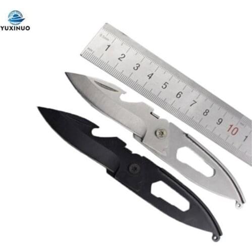 Mini Multifunction Foldable Knife Key Pocket Folding Knife Fruit Cutter Practical Outdoor Bottle Opener Camping Hiking Tool