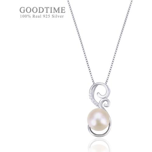 Fashion Necklace Women Pure 925 Sterling Silver Necklace Freshwater Pearl Pendant Zircon Clavicle Necklace Girl Birthday Gift