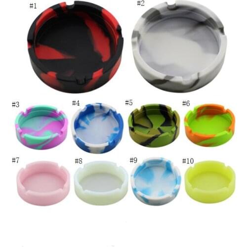 Soft Silicone Ashtray Round Luminous Mini Ash Tray Portable Anti-scalding Cigarette Holder Home Smoking Accessories SN614