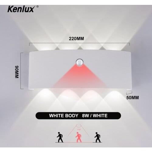 Outdoor&Indoor LED Wall Light With Human Body Motion Sensing IP65 Waterproof Wall Lamp Garden Light Fixture Aluminum AC90-260V