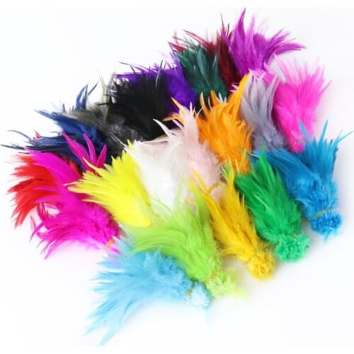 Wholesale Natural Rooster Feathers DIY Carnival Decoration Fly Tying Material Jewelry Accessory Dyed Plumes Crafts 100Pcs/Bunch