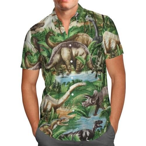 Dinosaur 3D Print Beach Hawaiian 2021 Summer Anime Shirt Short Sleeve Shirt Streetwear Oversized 5XL Camisa Social Chemise Homme