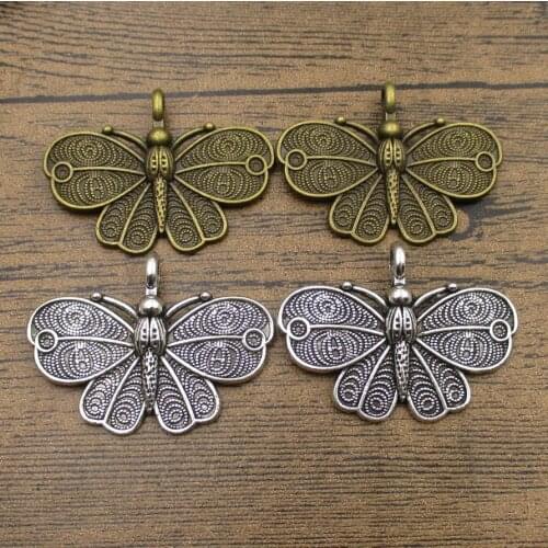 Big Butterfly Charms 10PCS/Lot 42×32mm Charm Bracelet Earring Pendants Alloy Metal Butterflies 2 Colors Available-RS1070