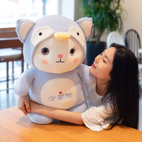 Hot Cartoon Cat Stuffed Animals Plush Toys Kawaii Soft Doll Dress up Giraffe Frog Penguin Dinosaur Kids Plushie Doll Girls Gift
