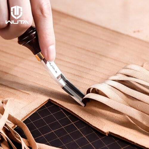 WUTA Wide Edger Skiver Edge Beveler DC53 Steel Leather Skiving Thinning Trimming Leather Tool Ebony Handle Convex Grind