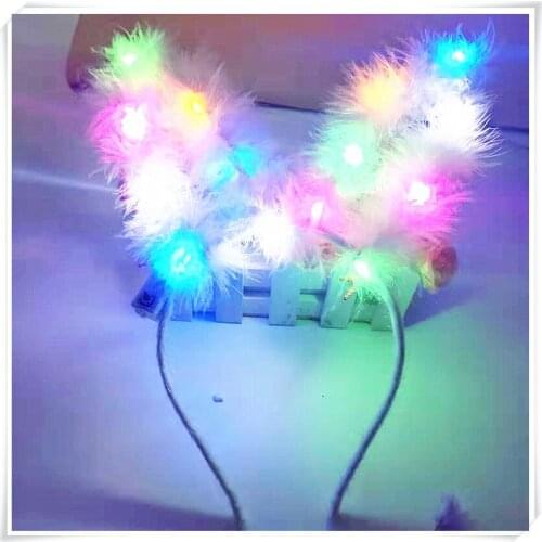 LED birthday 14 lamp flashing party feather highlight ear hair hoop stall night market scenic spot concert luminous headdress gi