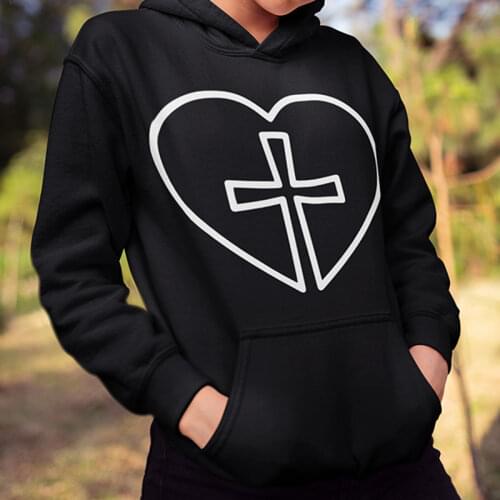 Cross Heart Christian Hoodies Men Women Junior Religious Bible Verse Jesus Faith Sweatshirts Vintage Graphic Funny New Pullovers