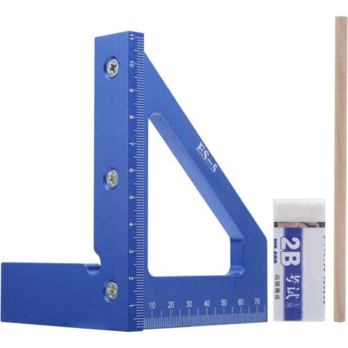 Woodworking Angle Scribe 45 Degree Line Gauge Carpenter Tool Aluminum Alloy + Pencil + Eraser Carpenter Measuring Tool