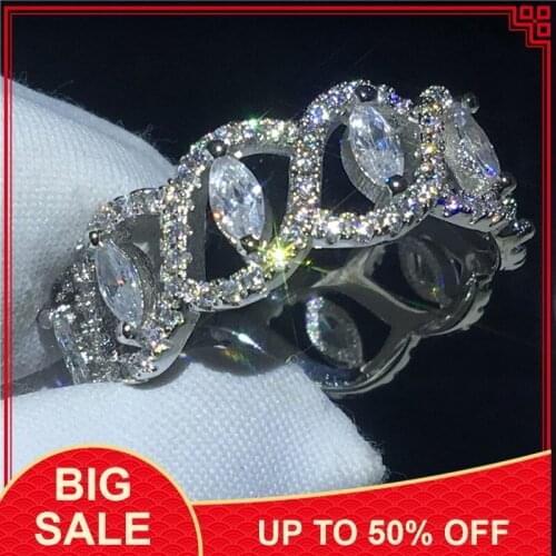 Unique Line ring Silver color 5A Sona Cz Engagement wedding band rings for women Bridal Finger Jewelry