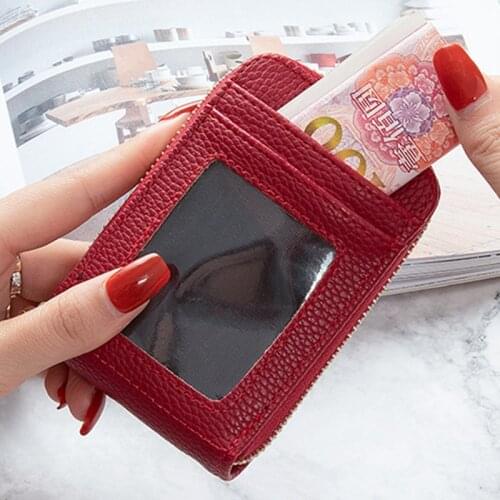 1PC Men Womens Business Card Holder Zipper Pocket Waterproof Small Coin Purse Casual Money Bag Bank Card Organizer Wallet