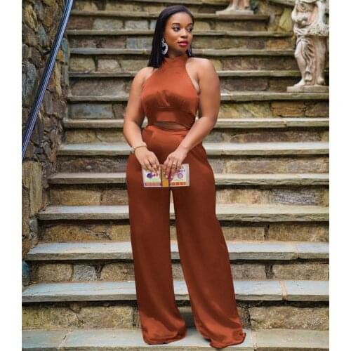 Elegant Satin Two Piece Set Women Bandage Tank Top And Wide Leg Pants Streetwear Sexy Party Club Outfits Femme Festival Clothing