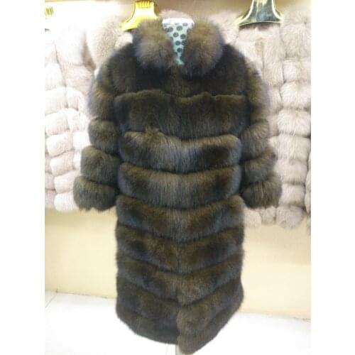 Womens Real Fur Coat Long Gilet Natural Fox Fur Fashion Style Genuine Fur Lady Winter Warm Luxury Waistcoat Coats