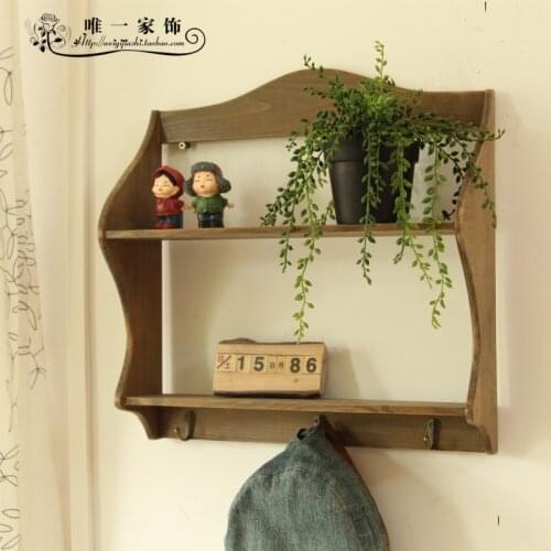 1pc,Zakaa vintage double layer decoration diaphragn wall shelf for hanging clothes hook,bule color have