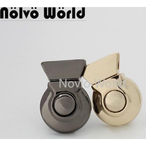 10-30 pieces 3 colors 29x19mm Lovely Metal Round-shape Push Lock for Women bag Insert lock Briefcase Purses accessories