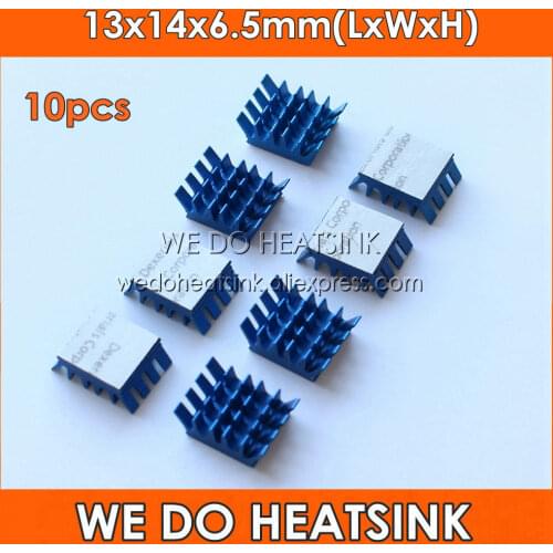 10pcs Aluminum 13x14x6.5mm Spiky Blue Cooling Cooler Heatsink With Thermally Double Sided Tape Applied