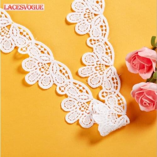 19yards 4cm Cotton embroidery Lace ribbon Handmade DIY material Garment needlework sewing accessories Clothing edge fabric 194