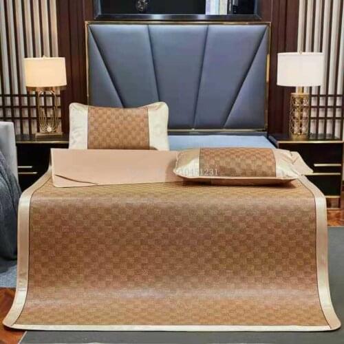 2pcs 3pcs Rattan Mat Mattress Cover Summer Cool Sleeping Mat With Pillow Cover 1.5m 1.8m 2.0m Foldable Bed Cover Bedspread