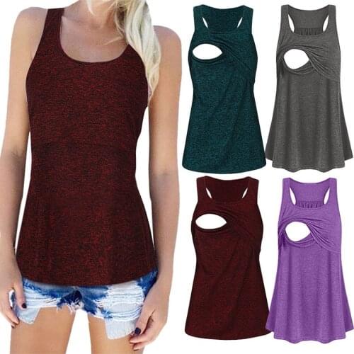 2021 Maternity Tank Top Women Maternity Loose Comfy Pull-up Nursing Tank Tops Vest Breastfeeding Shirt Nursing Tanks