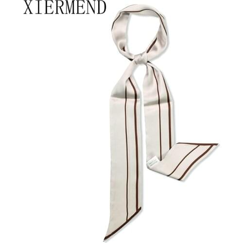 2021 XIERMEND new multi-functional small tied scarf double-sided bag handle decoration women skinny scarf