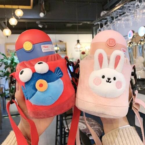 300ml Cute Cartoon Travel strap Portable Stainless Steel Vacuum Thermos Bottle Flask for Kids Children Boy Girl Creative Gifts