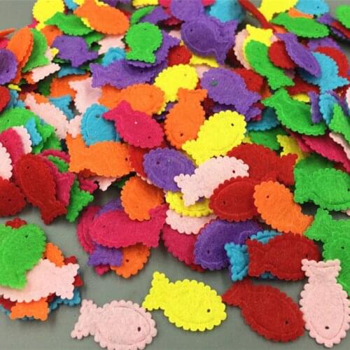DIY 400pcs high quality Fish shape Felt Appliques Cardmaking decoration Mix Color 23mm