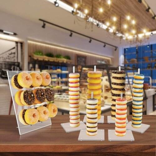 9 Pillars Acrylic Donut Display Stand Wedding Birthday Party Cake Transparent Rack storage stand Dessert Donut Display Stand