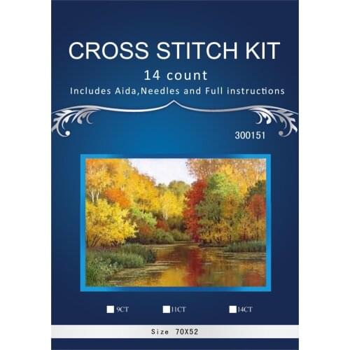 Free shipment 14CT Lovely Counted Cross Stitch Kit similar DMC Dim Beautiful Garden Similar dmc threads autumn forest river 2017