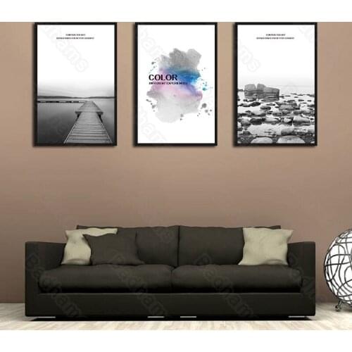 Frameless Style Home Decoration Living Room Mural Simple Sea View Bedroom Dining Hall Corridor Porch Canvas Hanging Painting