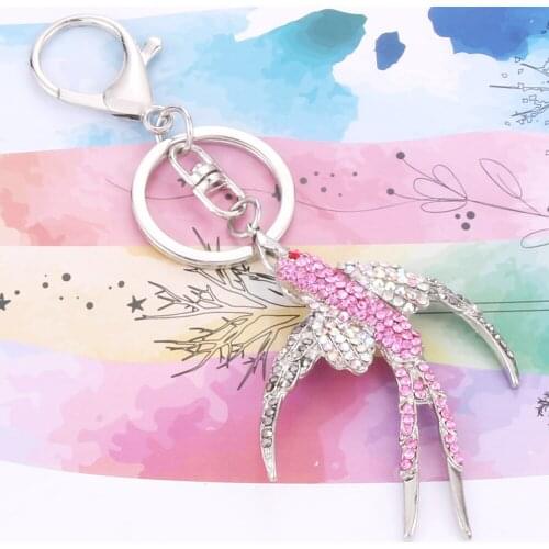 High Quality Bird shape Zircon Charm Crystal Vintage Choker Keychain For Women Crystal Sliver Color Keychain Fashion Jewelry