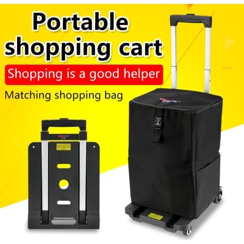 Household trolley shopping pull cargo trailer small pull cart folding portable trolley to carry luggage trolley cart