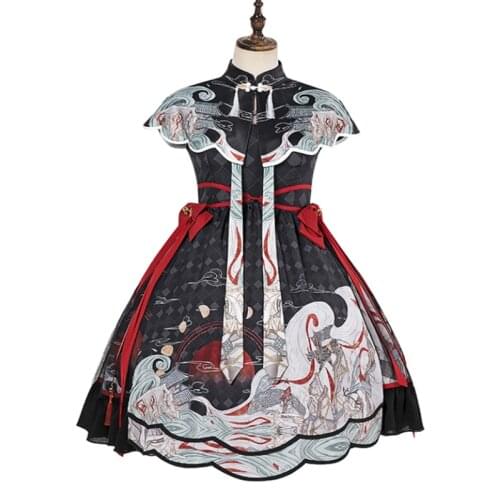 Chinese Style Lolita one Piece Dress-Animal Fighting