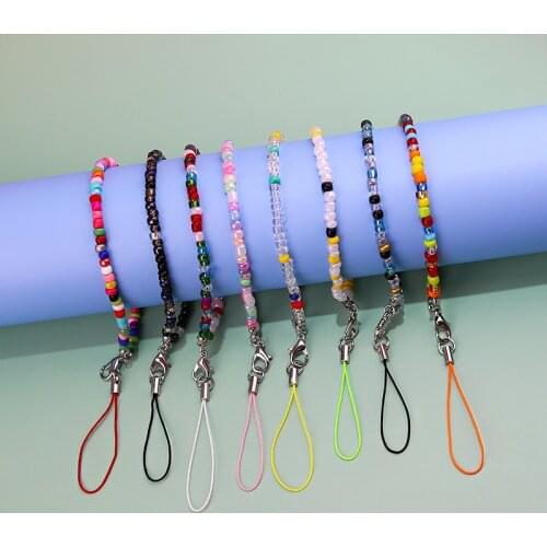 Fashion Acrylic Beaded Chain Phone Lanyards Anti-Lost Chain Strap Cord Holder Key Cards Hanging Rope Detachable Accessories