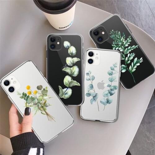 Tree Leaf Flower Clear Case For iPhone 7 8 Plus 12 11 Pro Max XS Max XR X 6 6S Plus 12 Mini 5S SE 2020 Cute Soft Art Back Cover