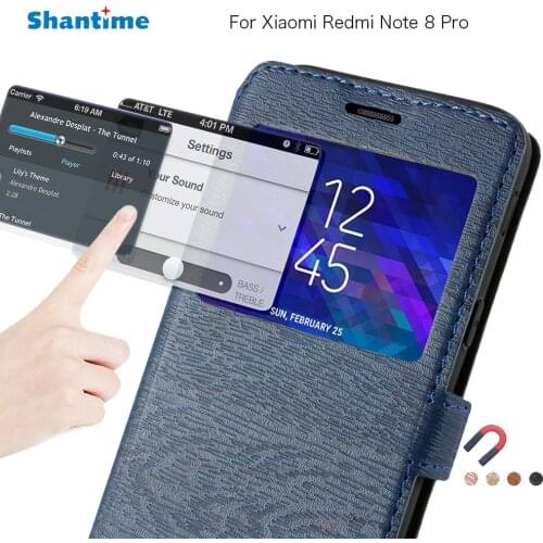 PU Leather Phone Case For Xiaomi Redmi Note 8 Pro Flip Case For Redmi Note 8 Pro View Window Case Soft TPU Silicone Back Cover