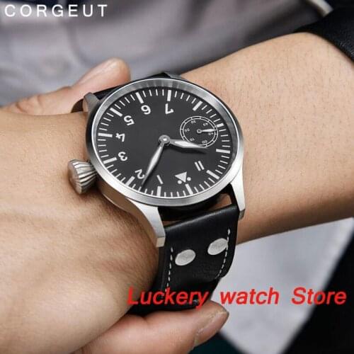 Corgeut 44mm mens watch sapphire glass super luminous 17 jewels 6497 Mechanical Hand Winding movement-CM05