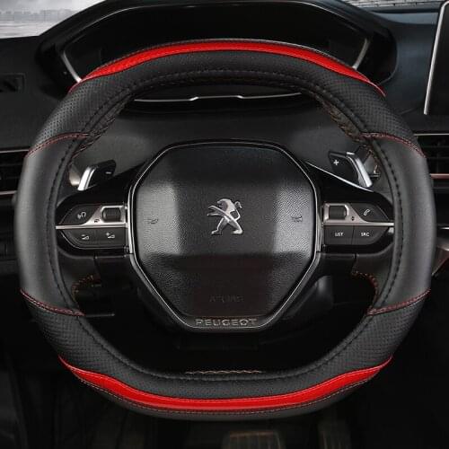 For Peugeot 208 2020years e208 2020year Car Steering Wheel Cover Carbon Fibre + PU Leather Auto Accessories interior Coche