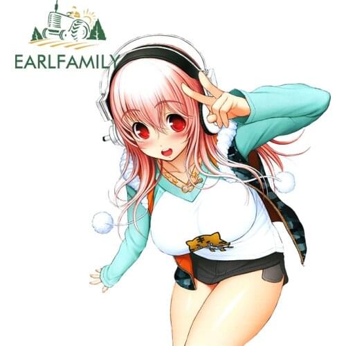 EARLFAMILY 13cm x 10.3cm for Super Sonico Sexy Vinyl Car Wrap Stickers Motorcycle Decal Anime Funny Campervan Laptop Decals