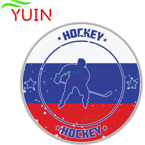 Russia Flag Hockey Sport Car Sticker Fashion Motorcycle Auto Accessories Bumper Decoration Waterproof High Quality Decal 13*13cm