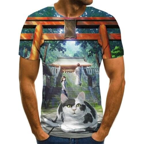 Mens fashion t-shirt mens latest Japanese fashion 3D printed animal cool funny t-shirt mens short sleeve summer top T-shirt