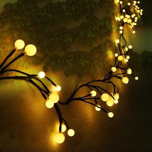 Flexible Rattan LED Fairy String Light 72 Bulb Waterproof Globe Plug-in Decorative Bedroom Patio Garden Cafe Lighting-Warm white