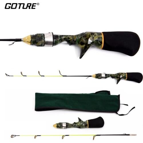Goture Solid Glass Fiber Tip Camouflage Handle Winter Fishing Rod Raft Rod Baitcasting Rod 50cm 60cm