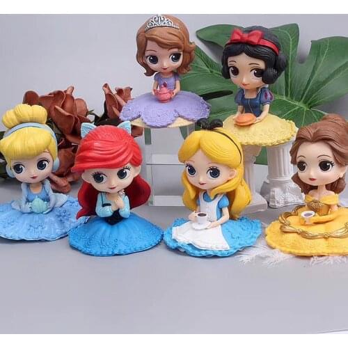 Disney Q Posket Sofia /Snow White/Alice/Bell/Mermaid princess Toys Dolls Aurore PVC Anime Dolls Figures Collectible Model