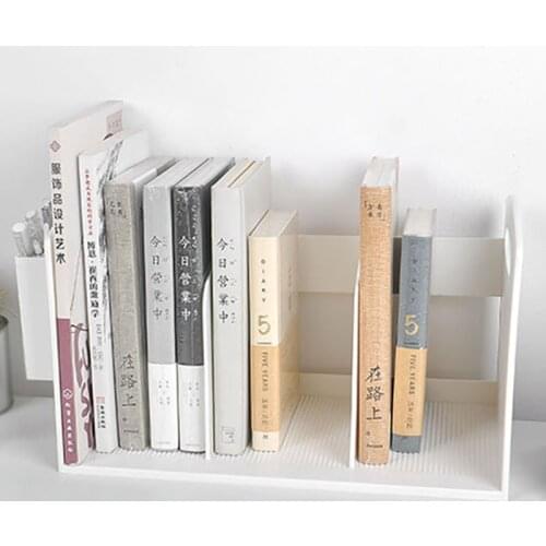 ABS White Desktop Bookends With Pen Holder Box Desk Books File Bookend Storage Rack For Children Student Bookends Rack