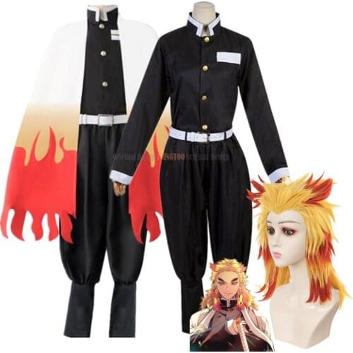 Anime Adult Kids Kimono Demon Slayer Rengoku Kyoujurou Kimetsu no Yaiba Cosplay Costume