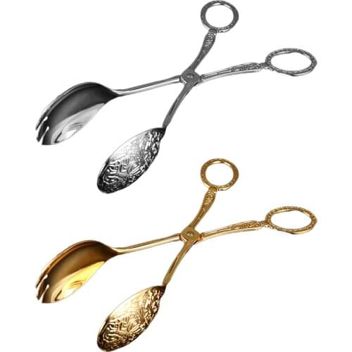 Classic Scissor styled Stainless Steel Toast Pizza Salad Bread Tongs Clip