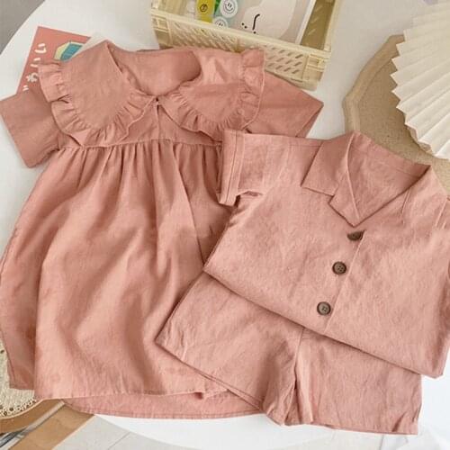 Solid Children Clothing Sets Kid Boys Shirt + Shorts Set Baby Girls 2021 Summer Korean Japanese Style Kid Fashion Infant Clothes