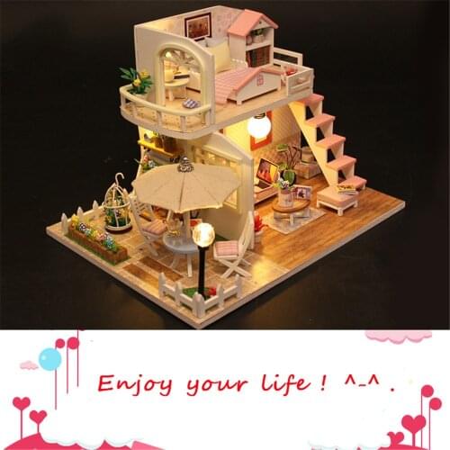 DIY dollhouse dolls house assembly wooden furniture toy Pretend Play Mini 3D puzzle Educational Toys birthday Gifts for girls